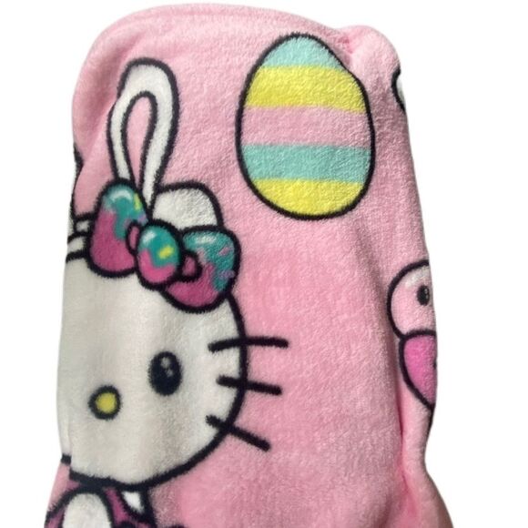 Hello Kitty Blanket - Pink Easter Blanket - Sanrio Bunny and Egg Blanket (Kids) - Picture 5 of 10